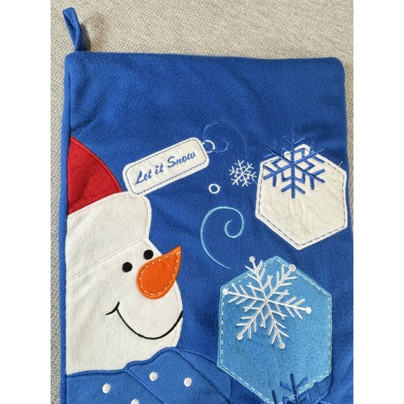 Jumbo Hobby Lobby Let It Snow Snowman Christmas Stocking 29" BlueFelt Winter - Picture 4 of 9
